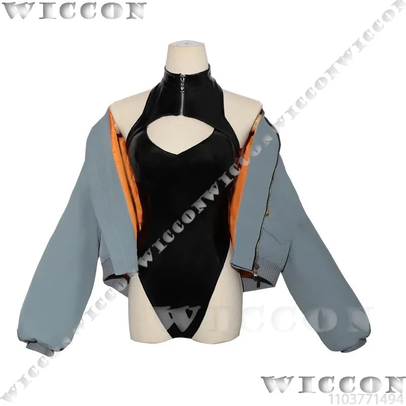 Luna Astrum Design Anime Cosplay Costume Wig Black PU Leathern Jumpsuit Coat Socks Mask Sexy Girl Women Holloween Customizeds;3,