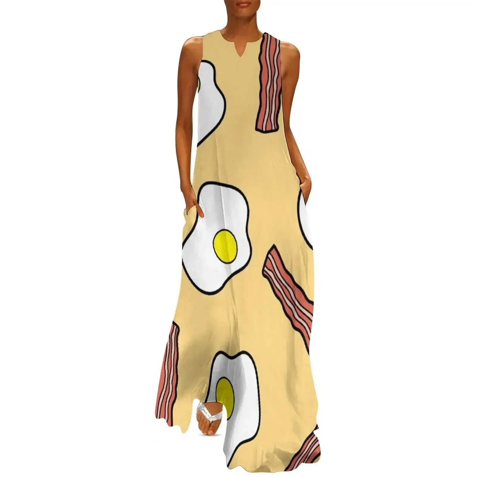 

Bacon and eggs pattern Long Dress dress for woman Dresses gala women's summer clothing 2025 dress for women