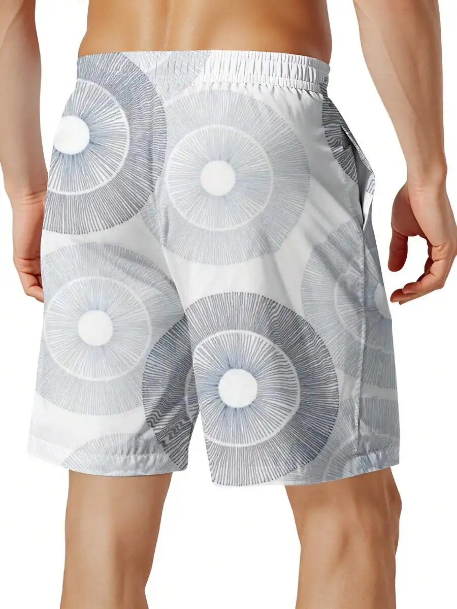 

Mens Quick Dry Swim Trunks With Abstract Circular Pattern Beach Shorts