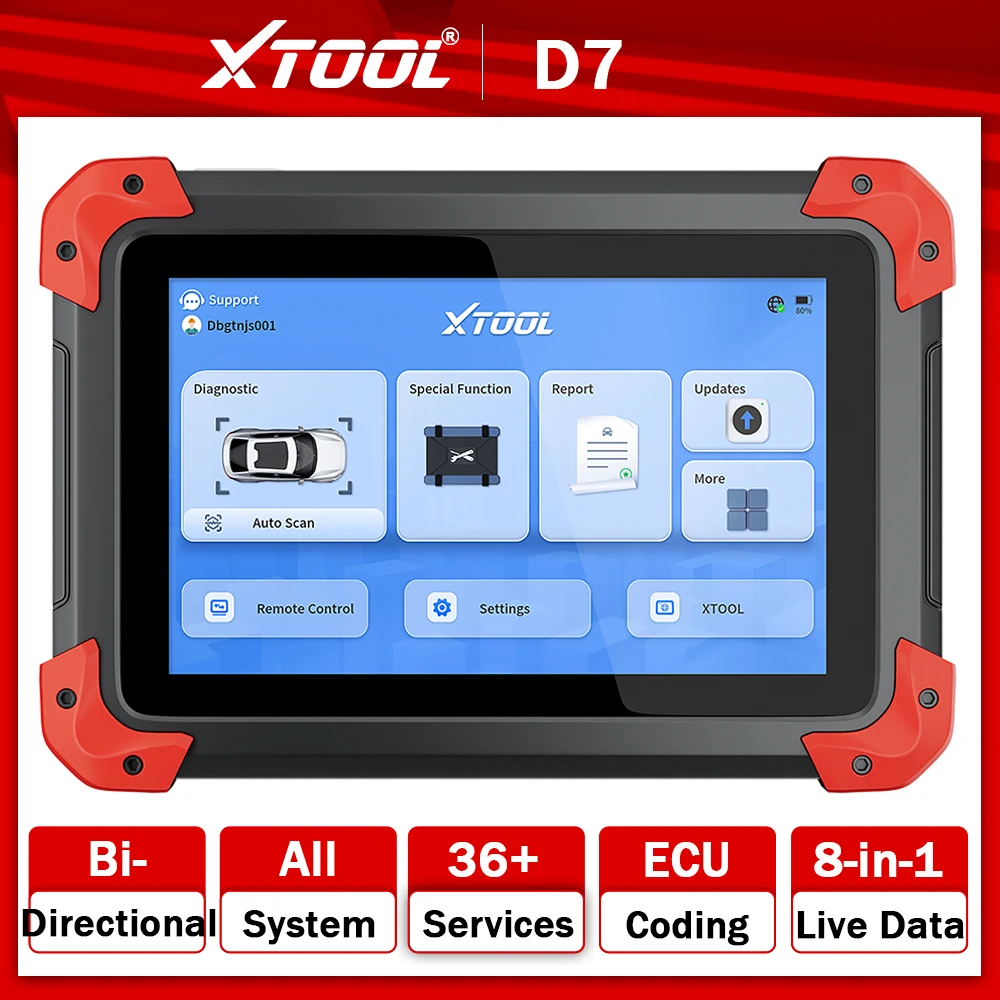 XTOOL D7 OBD2 Scanner Automotive Diagnostic Tool Active Test Bidirectional with ECU Coding All System Diagnosis Key Programming