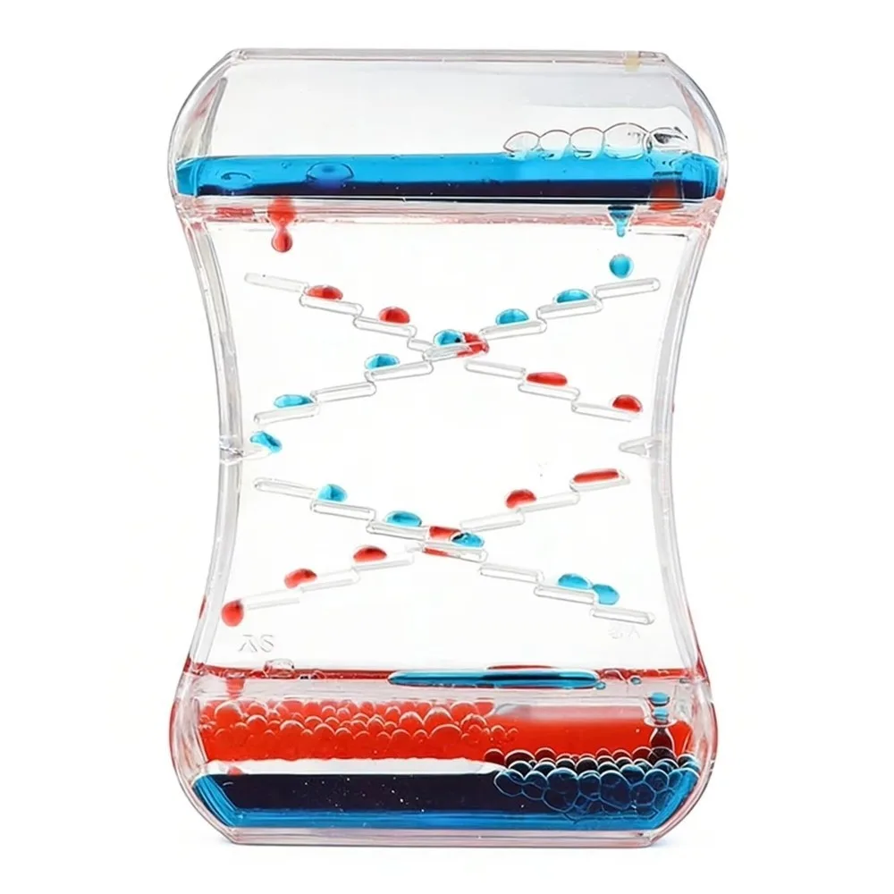 Mixed Color Liquid Motion Bubbler Leakproof Construction Spiral Timer Movement Hourglass Timer Oil Drop Design