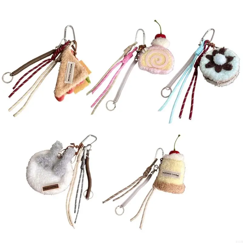 Handmade DIY Keychain Plush Cake Series Bag Pendant Fashion Keyring Backpack Decoration for Women and Students