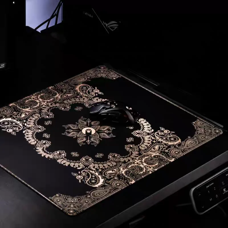 Black Gold Waist Fruit Flower Mouse Pad FPS Glass Esports Reproduction Smooth Mouse Pad Tile Table Pad Game Player Accessories