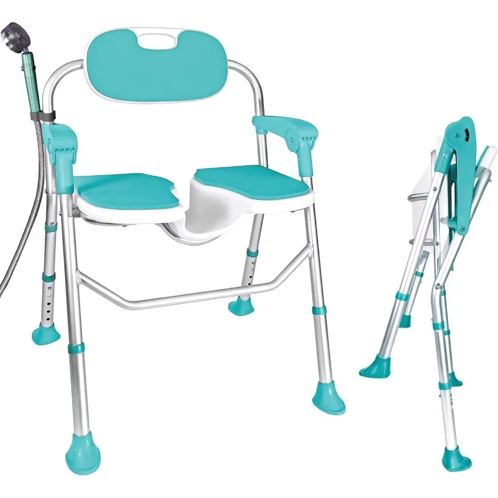 

Shower Chair with Arms and Back 350 LB Shower Chair Non-Slip Feet Shower Seat Cutout for Private Washing for Elderly Disabled