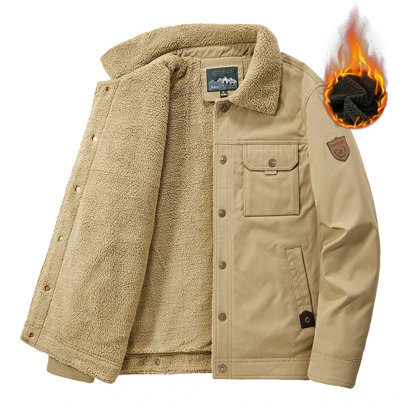 

Mens Bomber Jackets Casual Windbreaker Fleece Lining Thickened Work Coat Men's Fur Collar Winter Army Military Warm Parkas