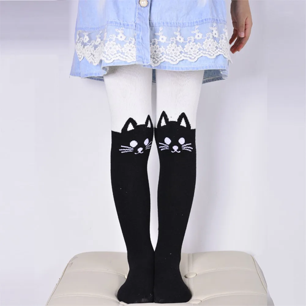 Spring Autumn tight Girls Stockings Cartoon Cat Patchwork Baby Girl Pantyhose Knitted Cotton Cute Children Warm Cotton Stockings