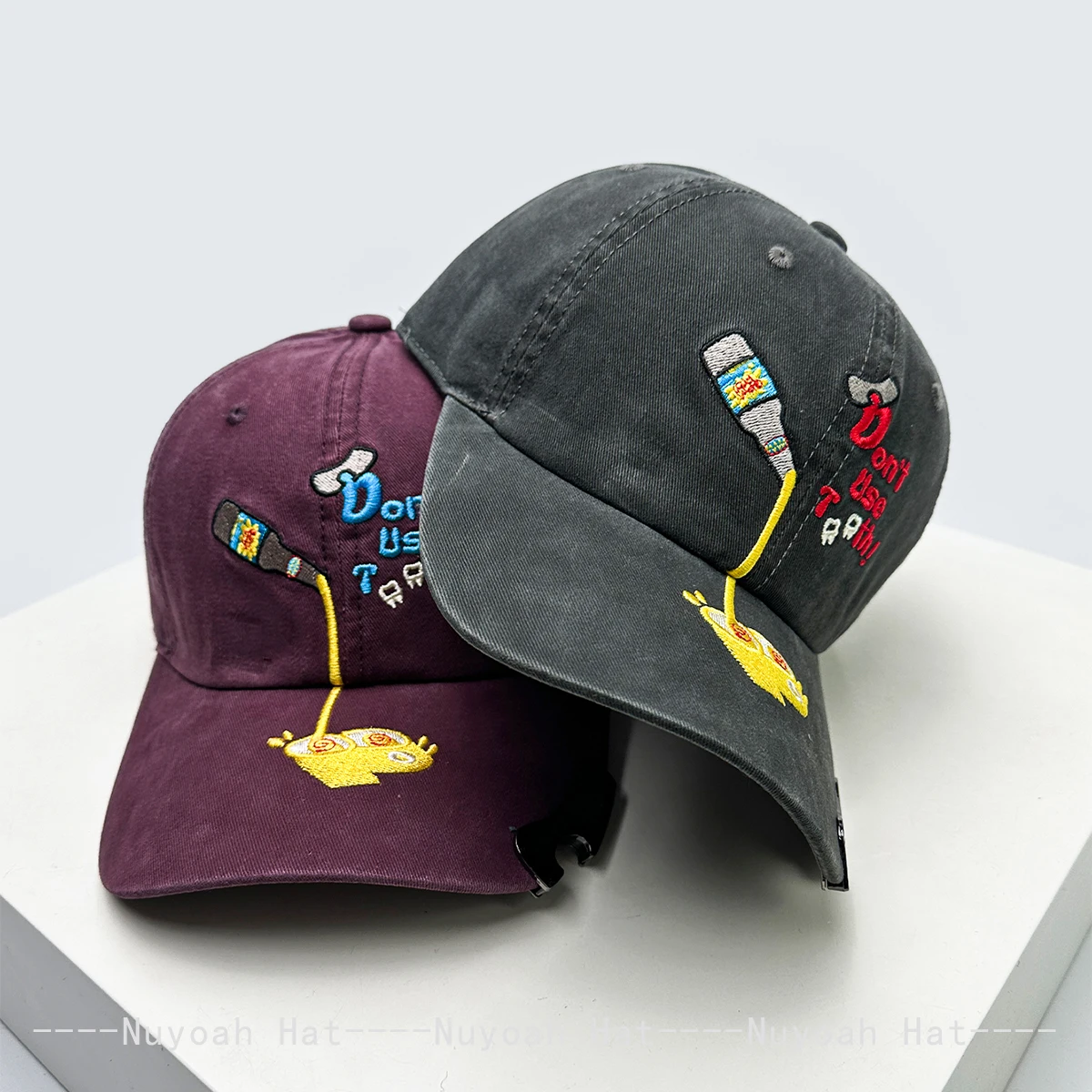 New Unisex Interesting Letter Embroidery Baseball Hats Sunshade Bottle Opener Versatile Niche Peaked Caps Personal Fashion Ins