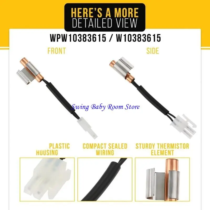 K1AD W10383615 Refrigerator Temperature With Metal Probe And Quick Plug For Precise Thermal Monitoring