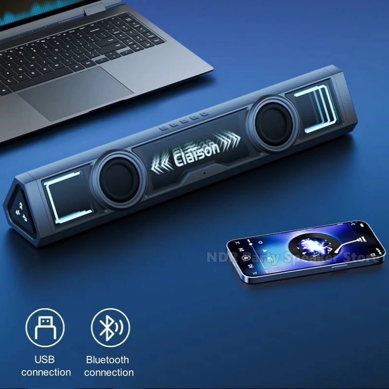컴퓨터 스피커 미니 사운드 바 USB 유선 스피커 서브 우퍼 Bluetooth 5.4 스테레오 사운드 효과 PC 노트북 용 RGB 조명