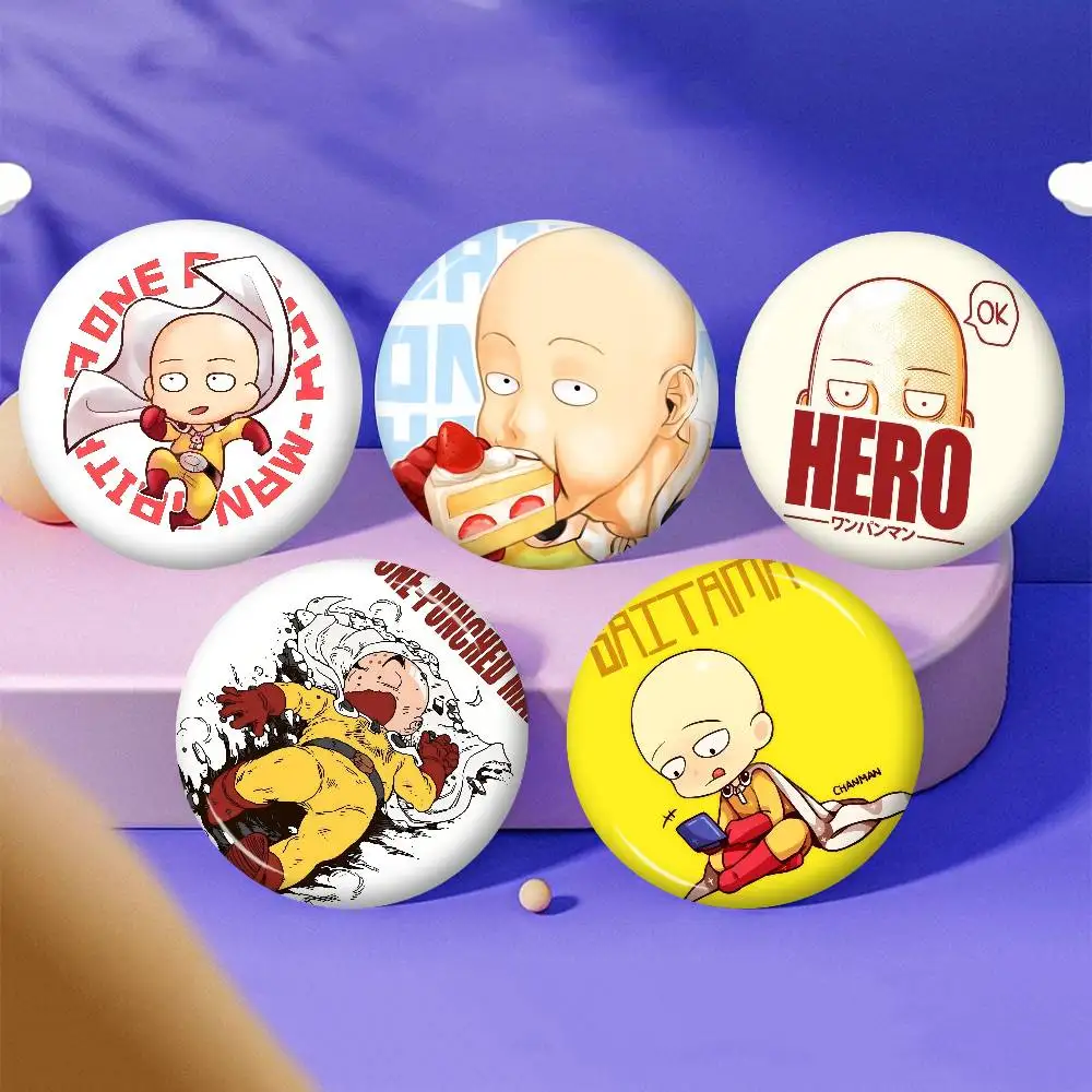O-ONE-PUNCH-MAN Bad-Omens Tinplate Pin Button Custom Anime Role Old-school Brooch Cartoon Collar