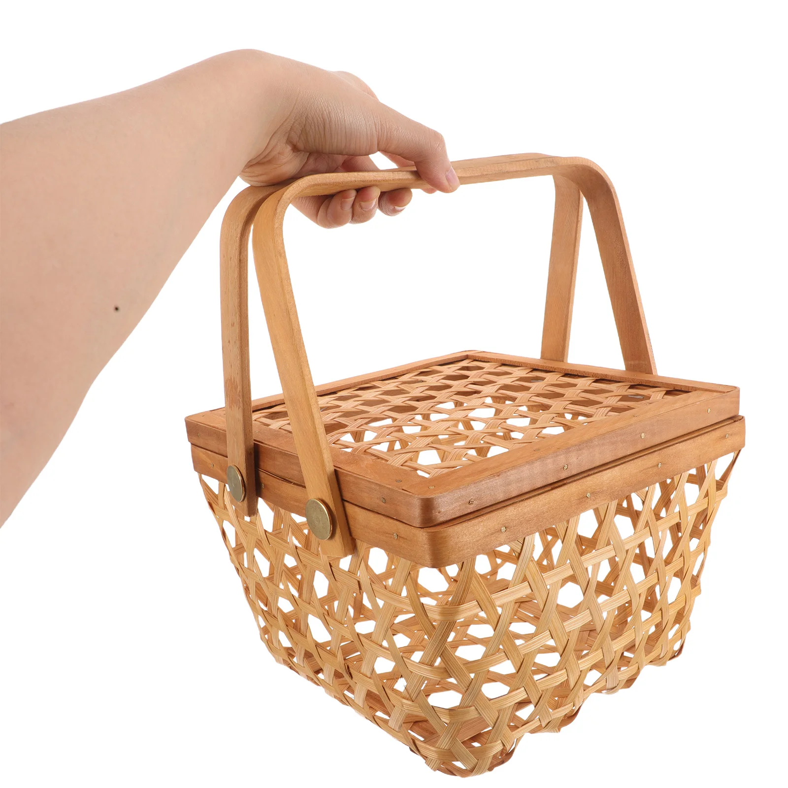 

Dragon Boat Festival Basket Decorative Organizer Cover Food Handles Traditional Craftsmanship Sturdy Bamboo Material