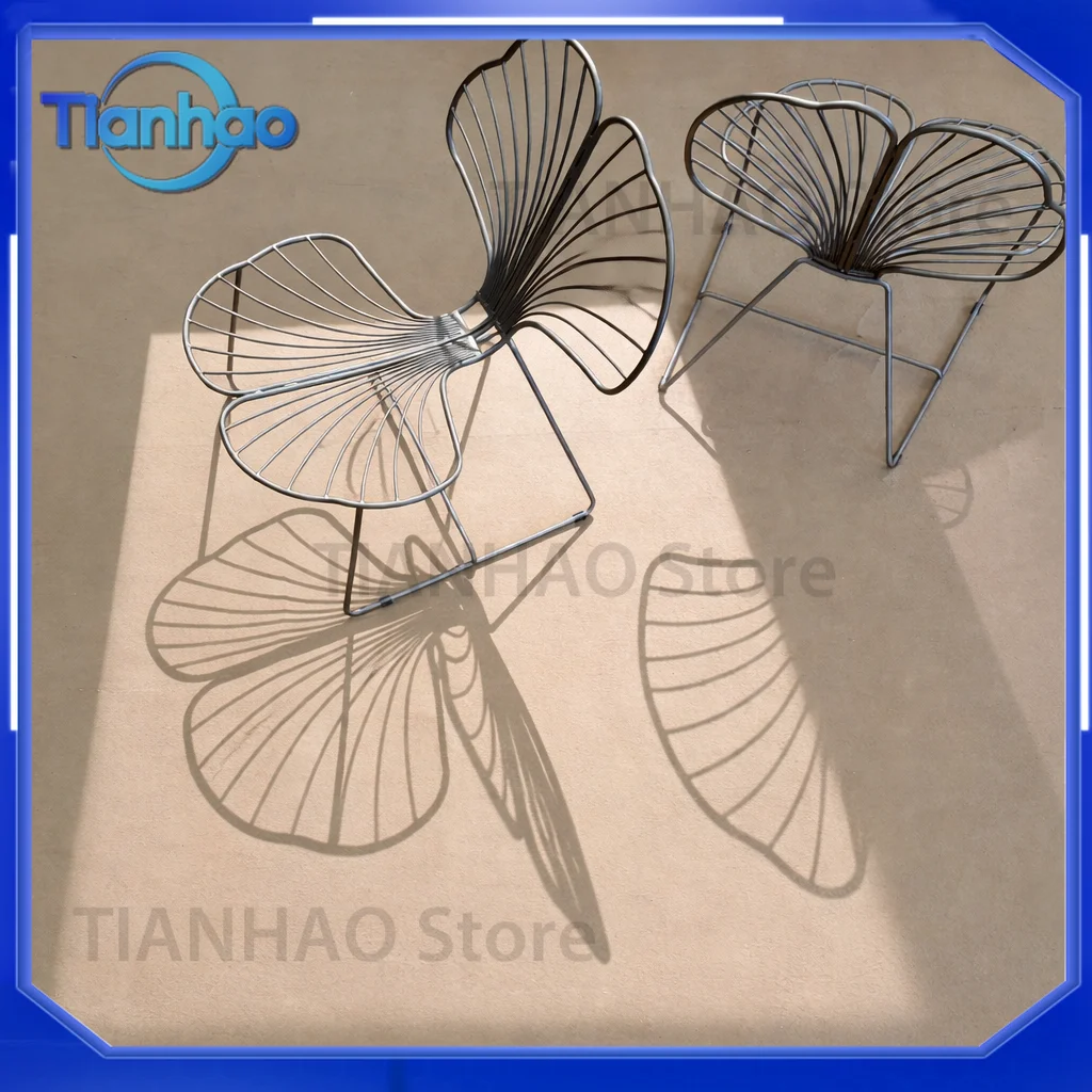 Modern Ginkgo Leaf Shaped Stainless Steel Outdoor Lounge Chair for Hotels Villas Gardens and Resorts