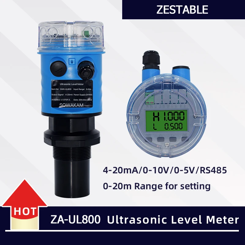 

0-20m Ultrasonic Water Level Sensor Wireless Distance Meter 4-20mA RS485 Output Ultrasonic Water Tank Level Meter