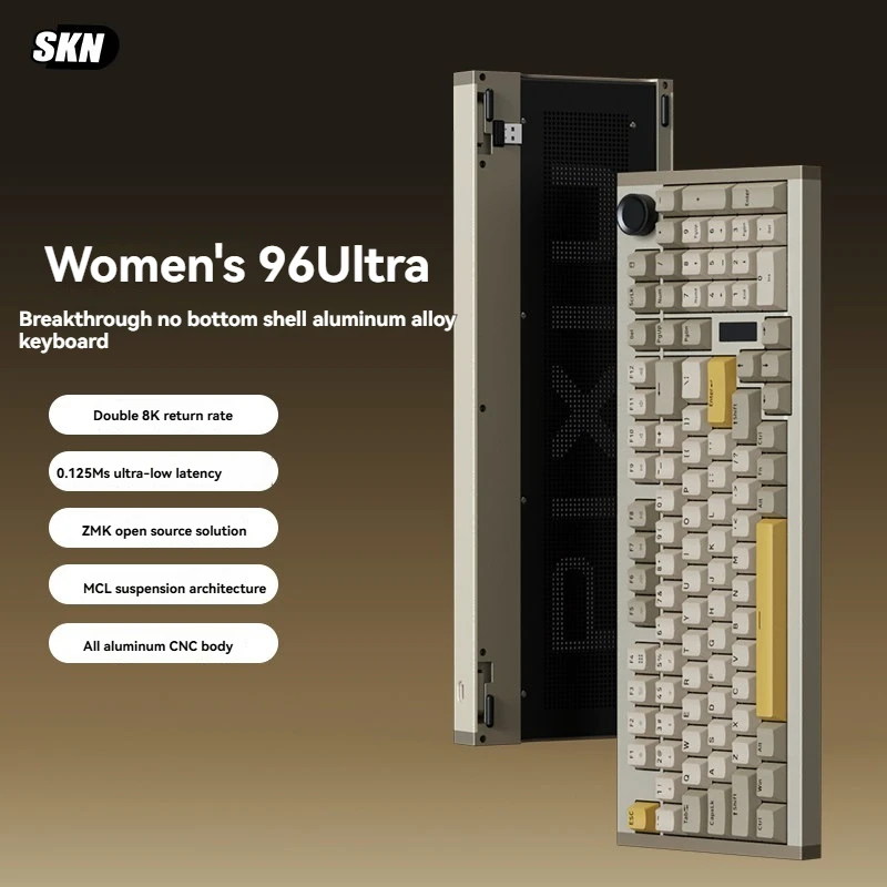 

SKN 96Ultra Mechanical Keyboard Wireless Aluminium Tri-mode Knob Dual 8K 99keys Customization Gasket Bottomless Shell Gift DIY