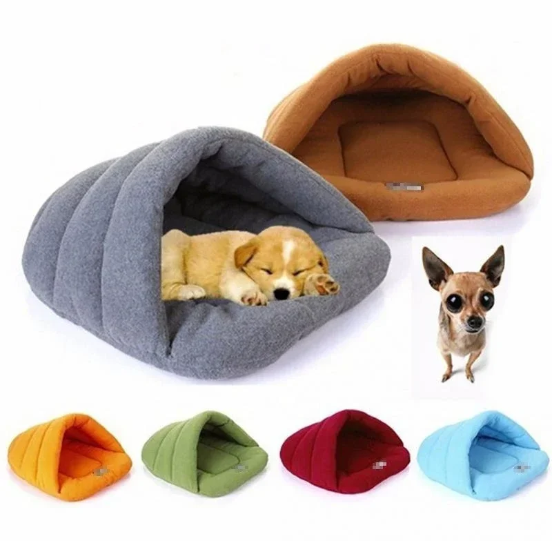 Thickened Warm Small Dog Kennel Bed Breathable Dog House Cute Slippers Shaped Dog Bed Cat Sleep Bag Foldable Washable Pet House