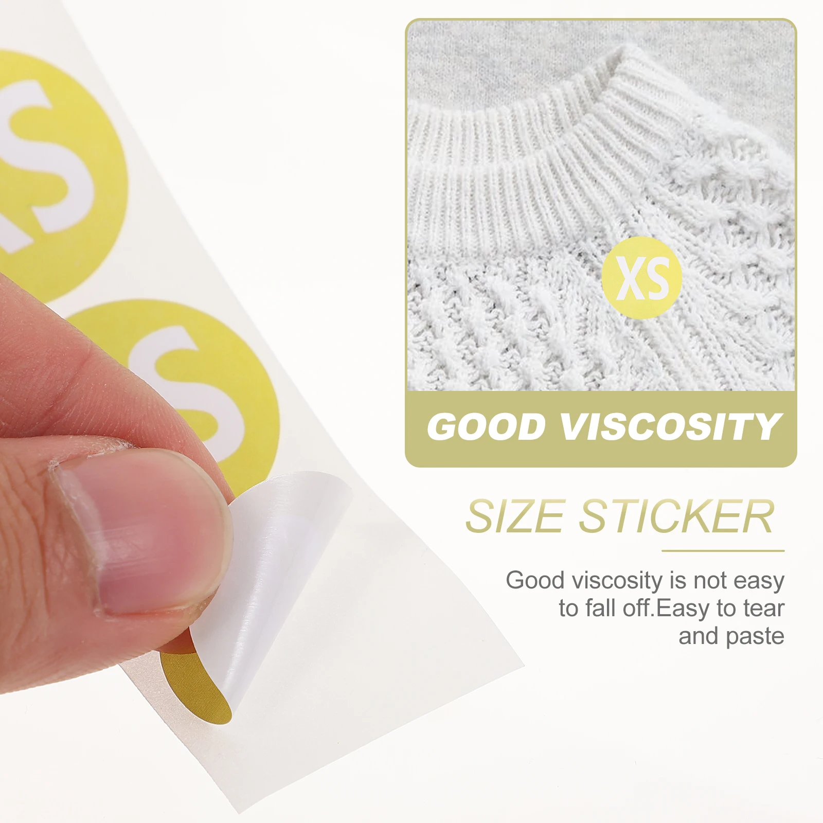 

2 Rolls Size Stickers Round Labels for Tshirts Clothing Label Sweaters Coats Safe Paper Self Adhesive Folder Tag