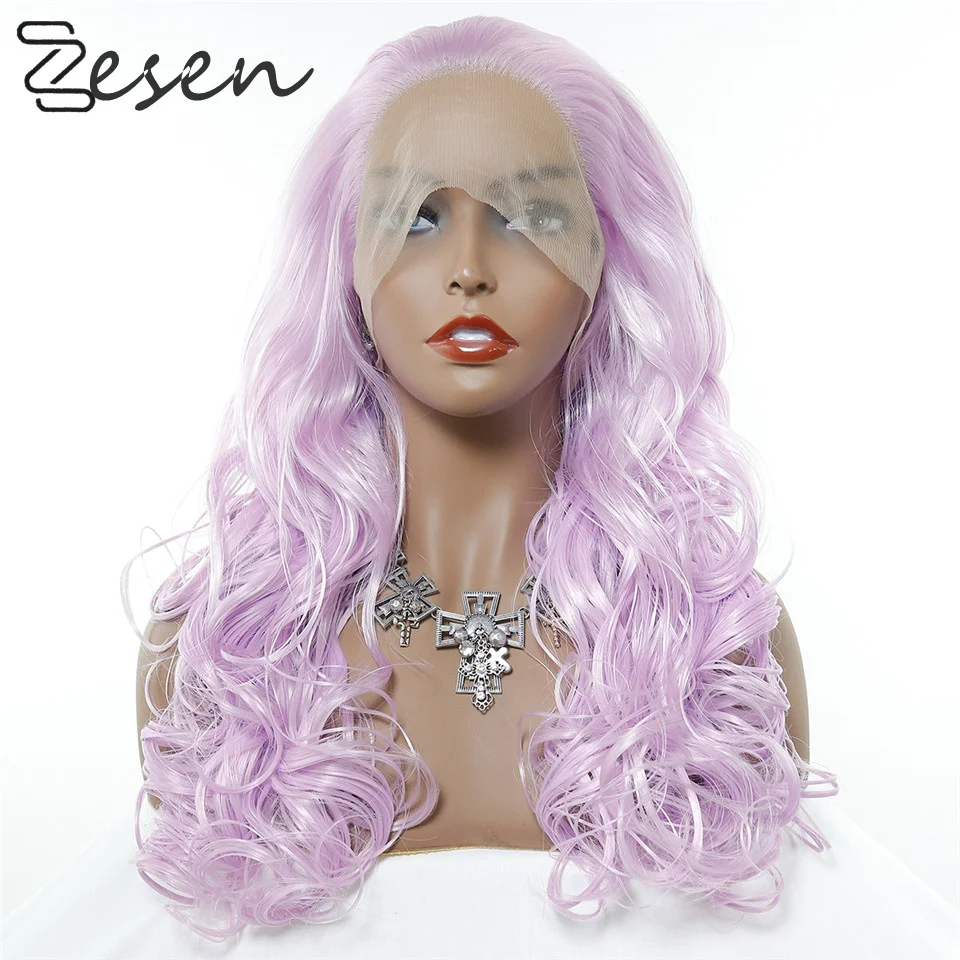 

26 Inch Purple Lace Front Wig Cosplay Body Wave Glueless 13x3 Transparent Wavy Heat Resistant Synthetic Hair Wig 180 Density