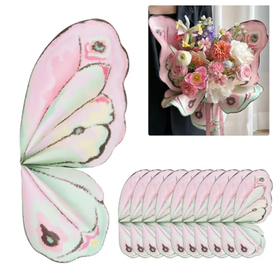 

20 SheetsButterfly Gift Wrap, Flower Wrapping Paper, Waterproof Flower Bouquet Wrapping PaperMultipurpose Craft Supplies for We