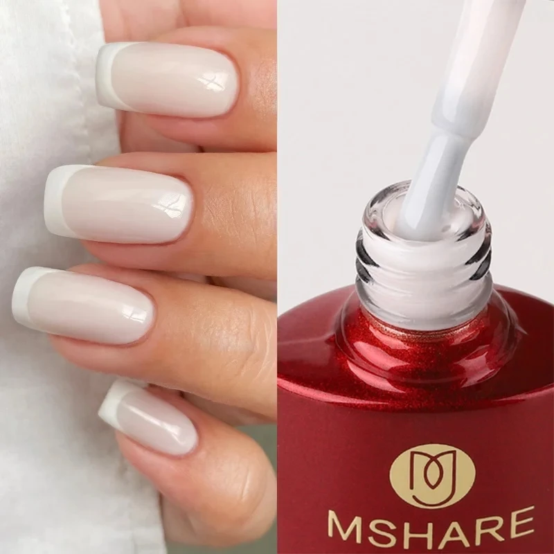 MSHARE Gel Base Blanco Lechoso Color Camuflaje Base de Goma para Uñas Base Coat 10ml 2