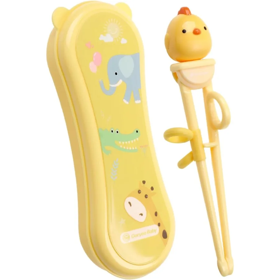 Palillos hechos de material de calidad alimentaria de alta calidad, excelentes palillos para incluyen caja portátil resistente y práctica, color amarillo