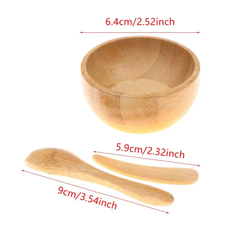 3pcs Mini Size Bamboo Diy Face Mask Mixing Bowl With Spoon &Stick Aromatherapy Bowl Set Massage Oil Face Care Makeup Tool Kit view 6
