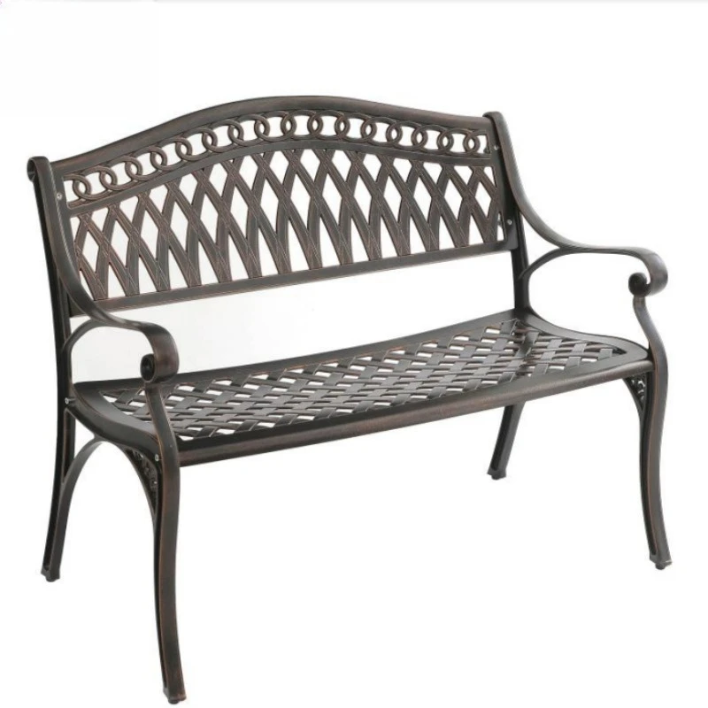 Park Chair Outdoor Bench Cast Aluminum Resting Stool Leisure Outdoor Open Air Waterproof Sunscreen Strip Seat Waiting Chair