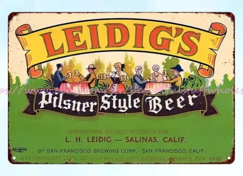 1935 Leidig's Pilsener Style Beer metal tin sign garage banners signs