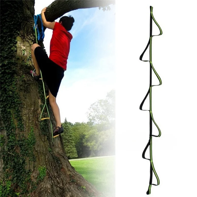P-المحمول-الصخور تسلق سطح الجبل 7 حلقات أربع خطوات Etrier حبل سلم صعود تصاعدي حبال القدم دواسة