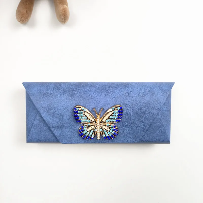 مجموعة مع الماس فراشة نظارات حافظة المرأة المضادة للضغط المحمولة حسن المظهر طالب قصر النظر نظارات تخزين النظارات الشمسية أ