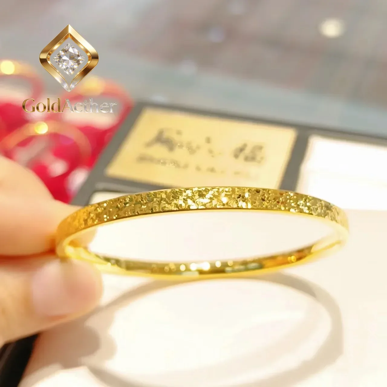 

GoldAether Light Luxury Women 9999 24K Real Gold Gold Broken Ice Gold Bracelet Women Broken Ice Bracelet Full of Stars Gift for