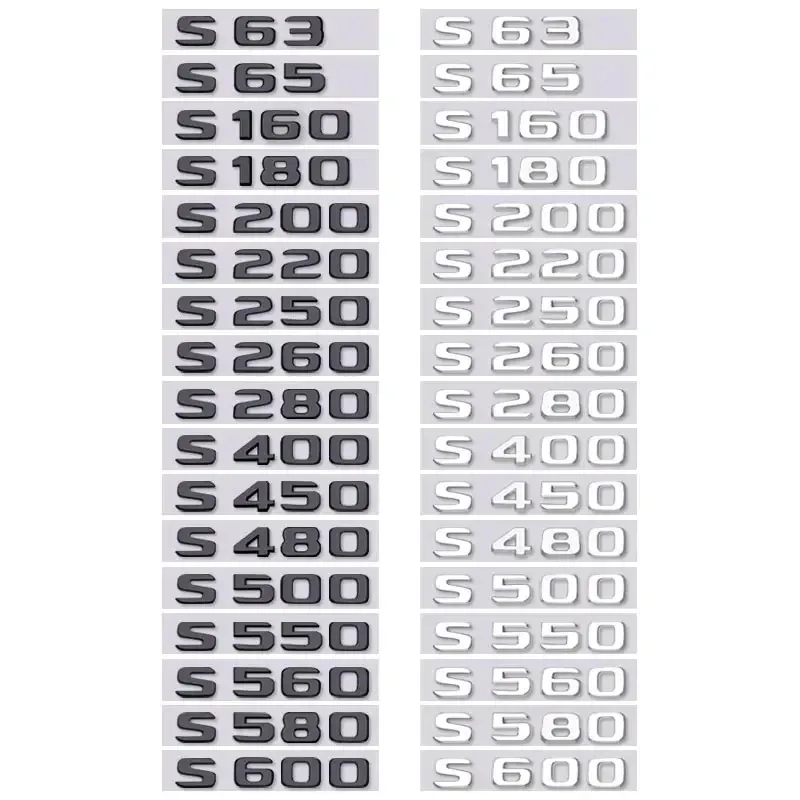 

S63 65 160 S220 250 S480 S550 S600 letter logo car stickers for mercedes benz S class refit rear boot displacement trunk label