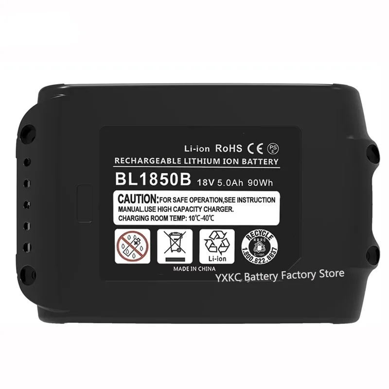 YXKC 18v 5.0ah Bl1850B Battery For Makita 18v Bl1850 Bl1850b Bl1860 Bl1840 Bl1840b Bl1830b Bl1830 Bl1820 Bl1815 Bl1835