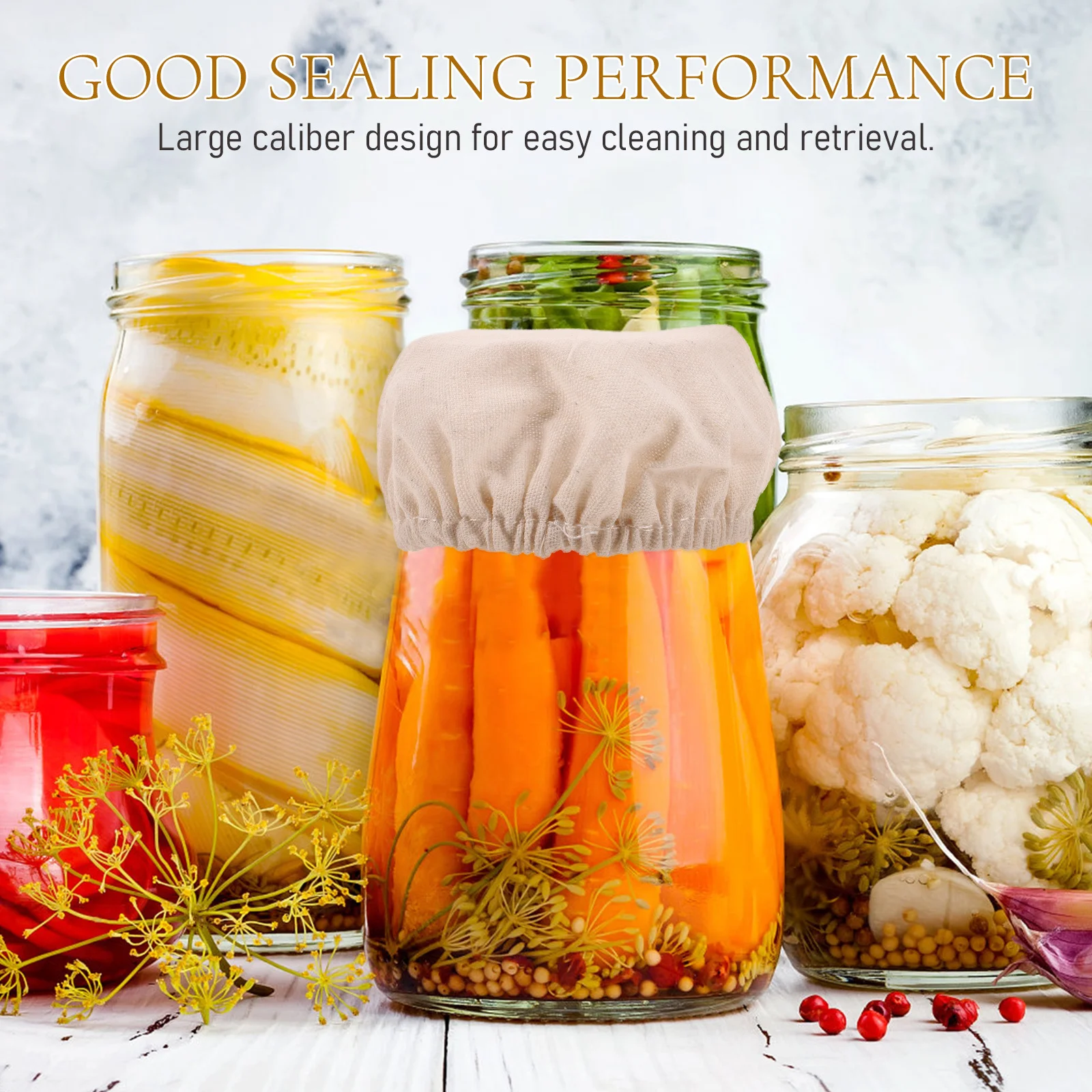 

5Pcs Jar Cloth Lid Fermentation Cover Cotton Reusable Jar Replacement Lid for Wide Mouth Canning Jars Kitchen Storage Bottle