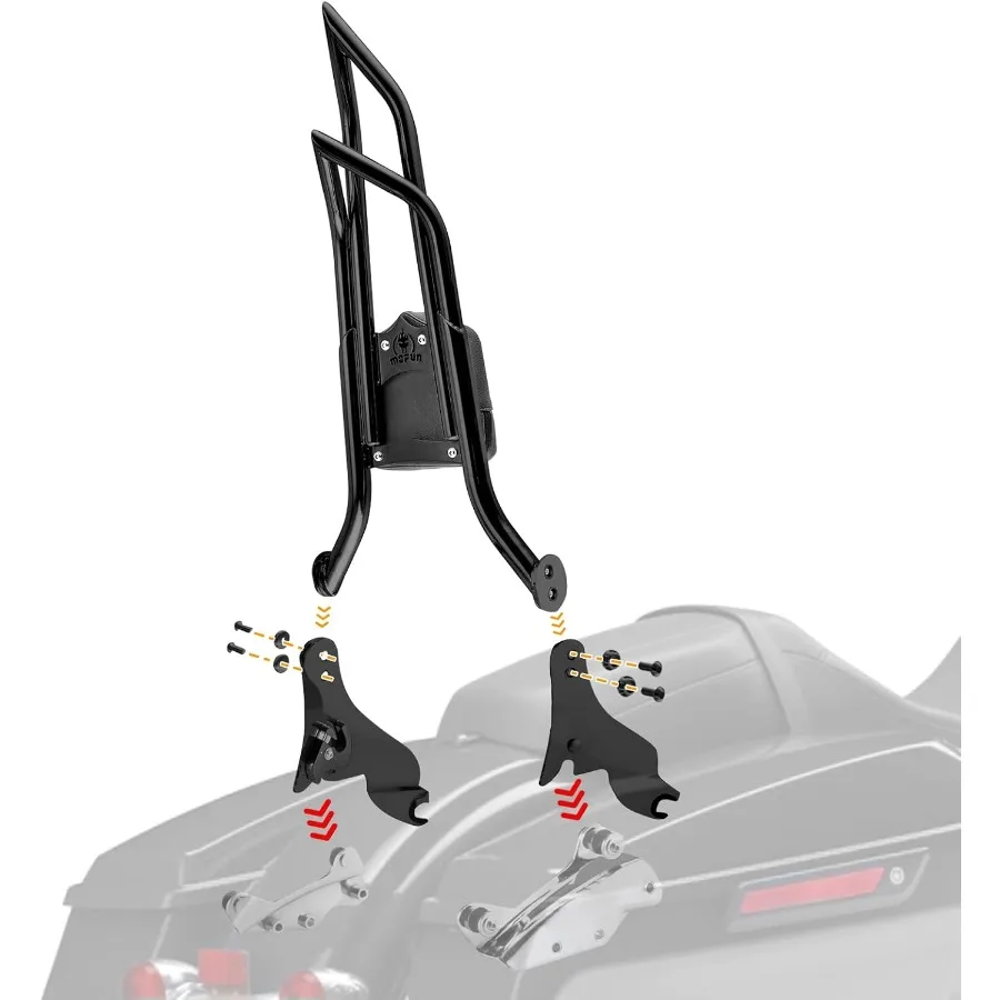 مسند ظهر للركاب بار سيسي بار قابل للفصل 28 مع دعم مريح قابل للتعديل لدراجة Harley Touring Street Road Electra Glide