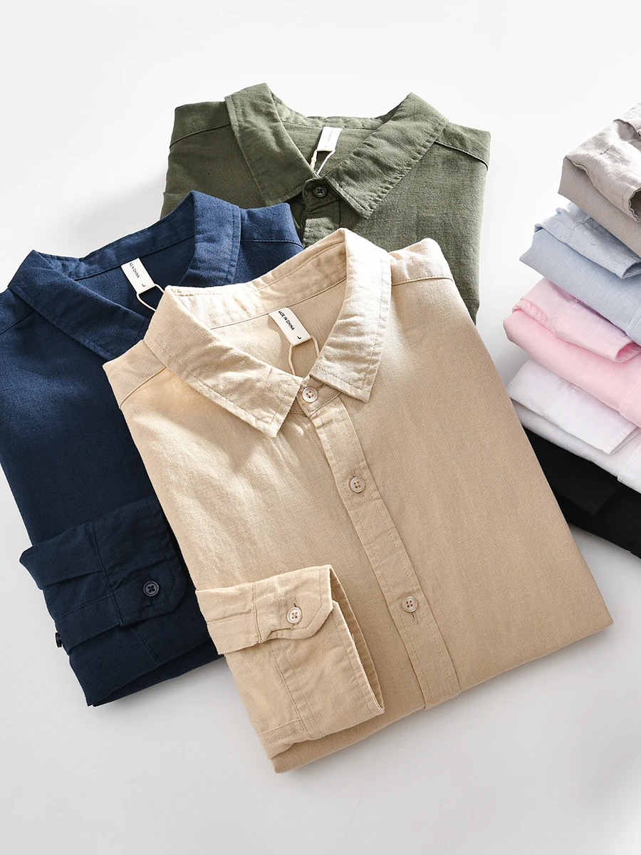 

Cotton Linen Blend Long Sleeve Shirt Men's Casual Spring Autumn Breathable Soft Comfortable Business Versatile Shirt