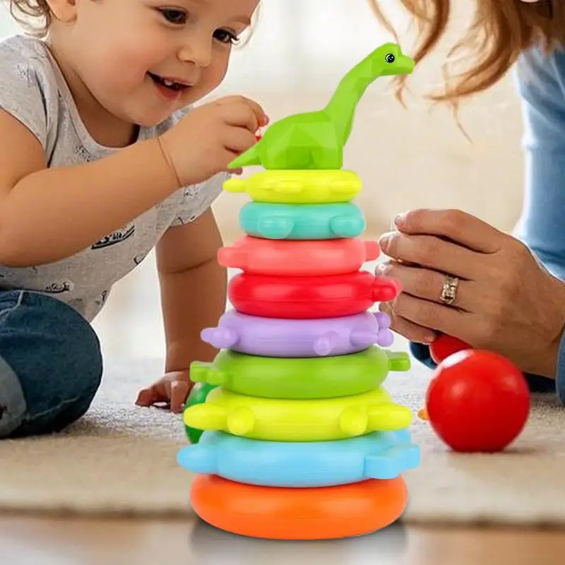 Stacking Ring Toy Rainbow Balance Stacking Game Preschool Learning Stacker Toy For Traveling Schools Daycare Centers