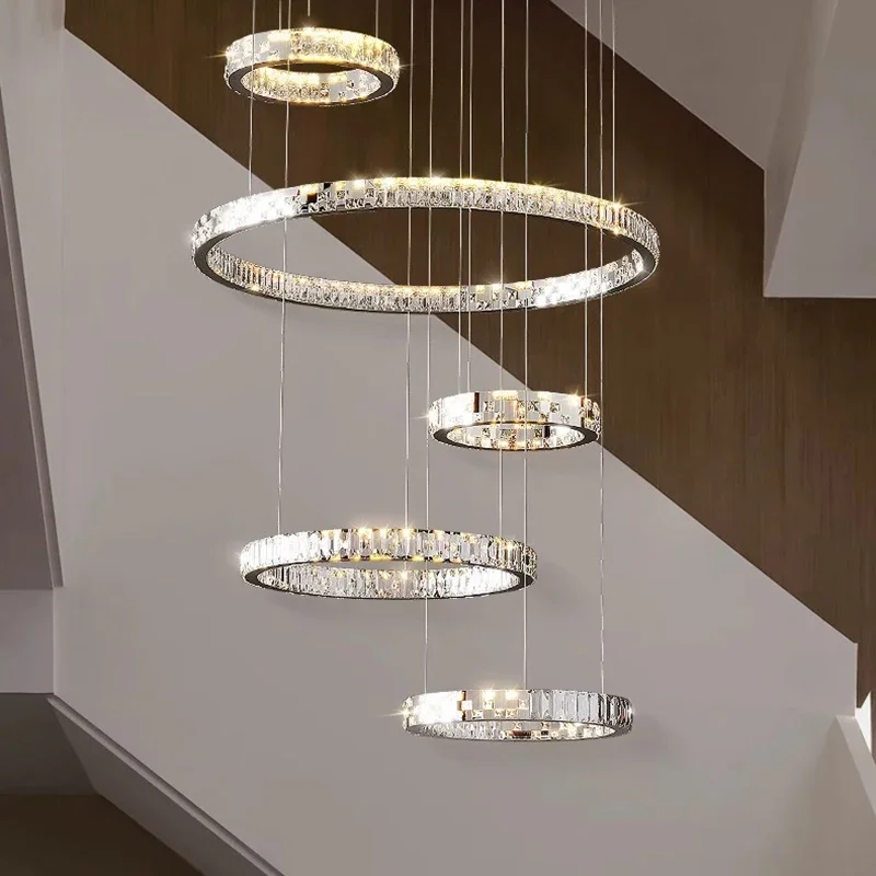 

Modern Rings Pendant Crystal Lights Living Room Center Tables Hall Bar Counter DesignerPendant Lamp Home Decoration Luxury