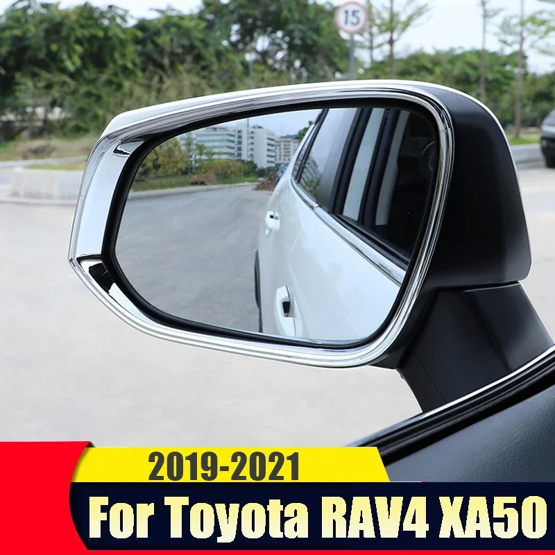 

For Toyota RAV4 XA50 2019 2022 2023 2024 ABS Car Rearview Mirror Rain Shade Rainproof Blades Cover Trim Sticker Exterior Acces