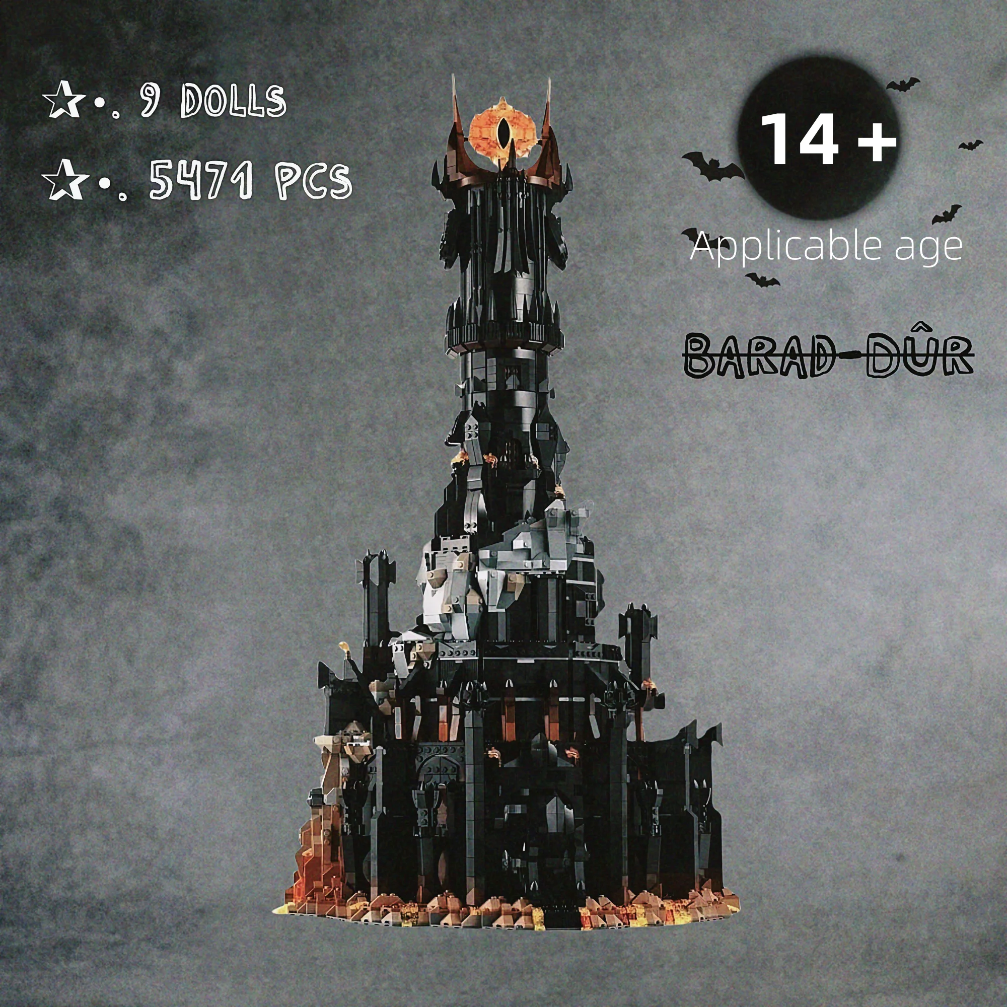 NEUE 5471 Stücke kompatibel Black Tower Dark Modell Bausteine 10333 Kit Ziegel Kreatives Spielzeug