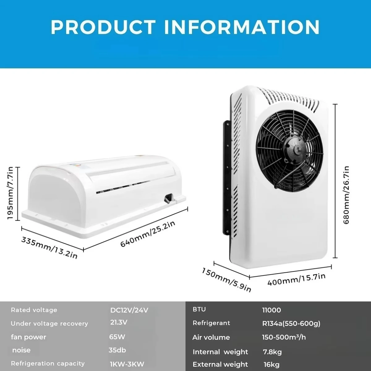 XMZ 24 فولت مكيف هواء سبليت للسيارات الكهربائية 10000 وحدة حرارية بريطانية لشاحنة RV شاحنة تخييم فان مكيف وقوف السيارات #2