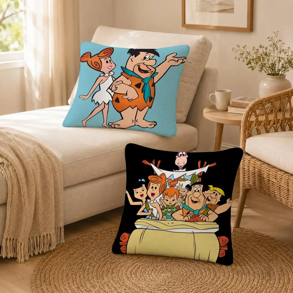 Cartoon Flintstones Fred Flintstone Cushion Cover Soft Throw Pillow Cover Washable Plush Cushion Case for Sofa Bed Living Room