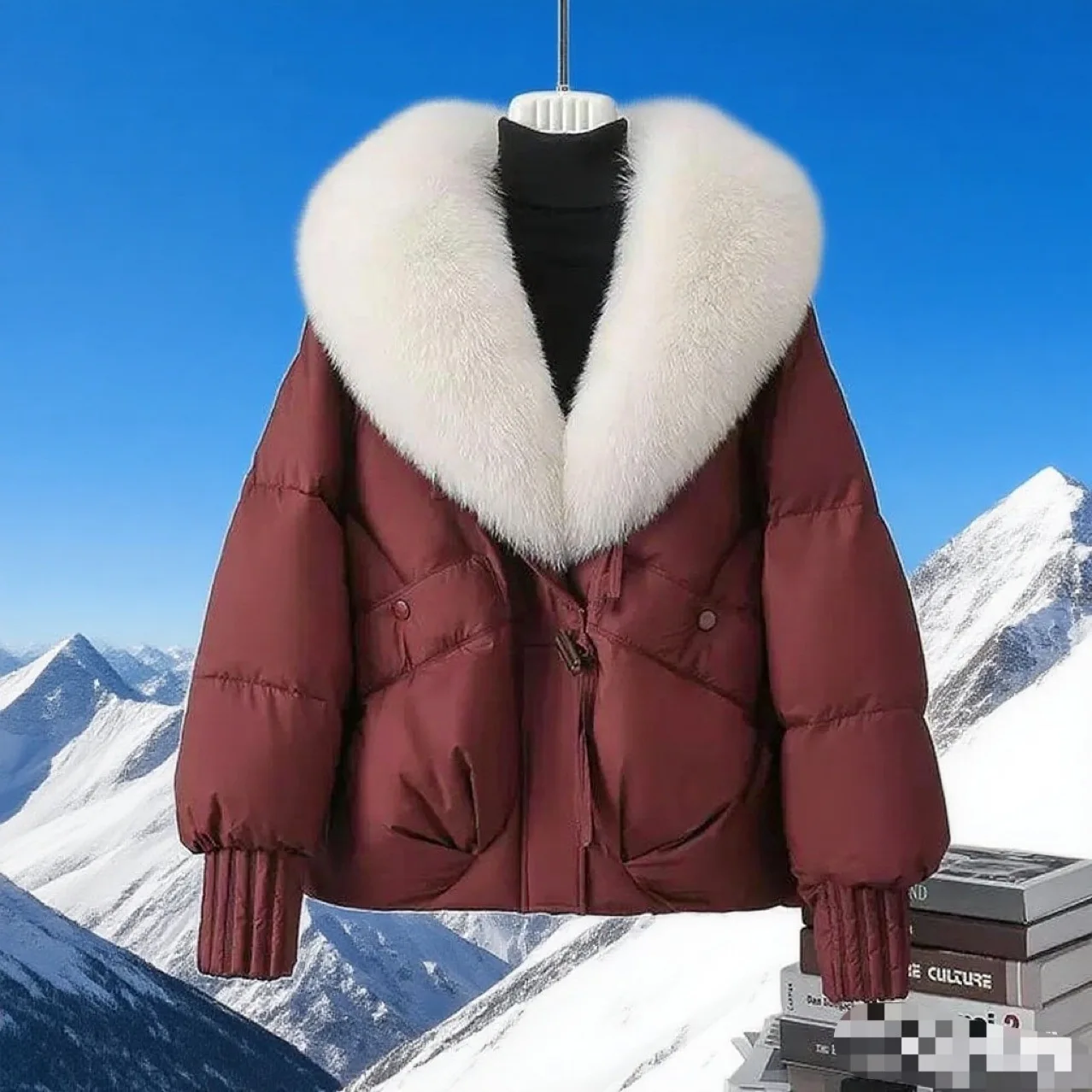 موضة جديدة للنساء بياقة من الفرو عادية عصرية أنيقة بسيطة أساسية فضفاضة مبطنة معاطف نسائية 2025 ملابس شتوية سترات علوية