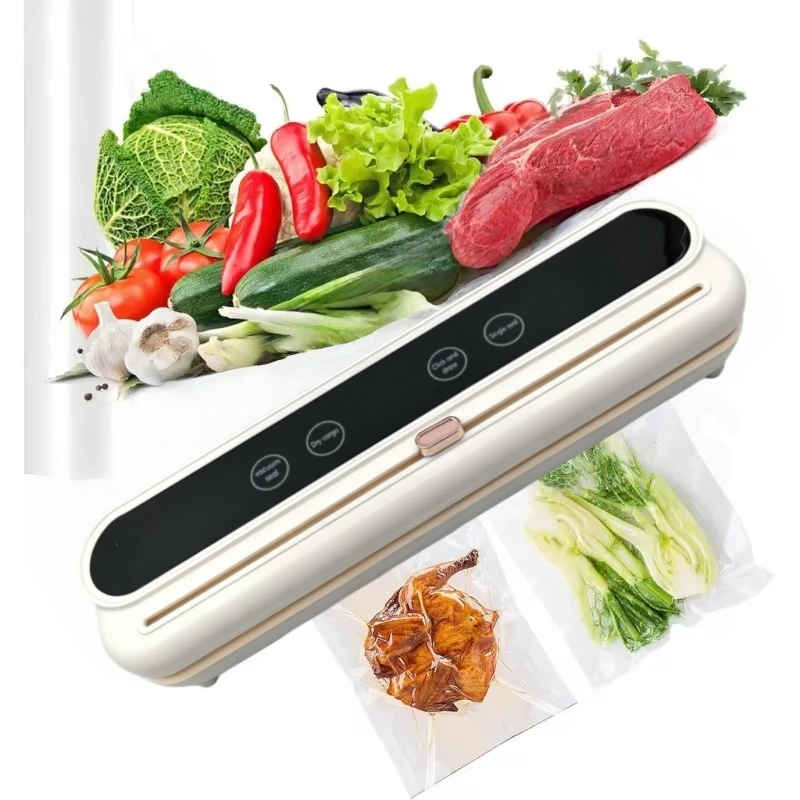 Máquina envasadora al vacío de alimentos frescos, cortador incorporado para cocina, seco/húmedo, 62KPA, alta fuerza de succión, sellador al vacío de alimentos