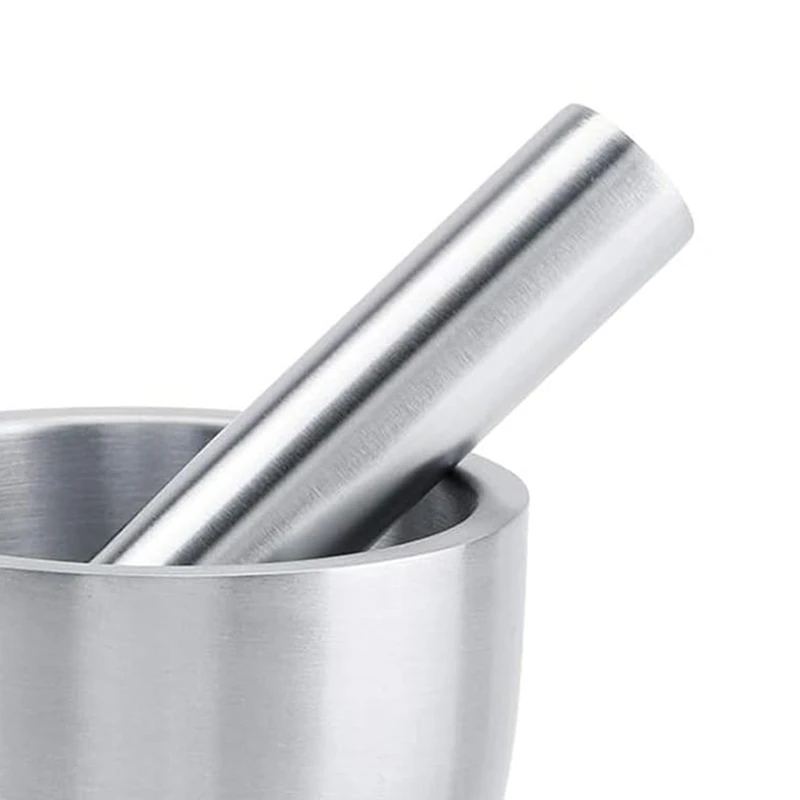 Stainless Steel Large Mortar And Pestle Spice Pill Crusher Set With Protective Lid For Kitchen Or Grinding Herbs