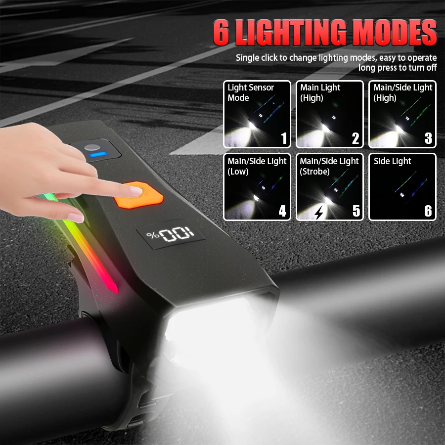 الدراجات دراجة الجبهة/الضوء الخلفي/مجموعة الدراجة الدفاع مصباح يدوي عصا MTB مقاوم للماء الضوء الخلفي LED فانوس دراجة الملحقات #3