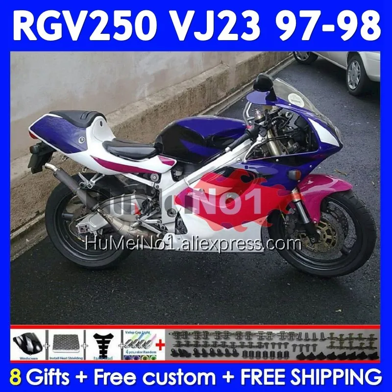 Bodys Kit For SUZUKI RGVT250 SAPC RGV 250 VJ23 97-98 110No.39 RGV-250 VJ 23 RGVT-250 RGV250 97 98 1997 1998 Blue Pink Fairing