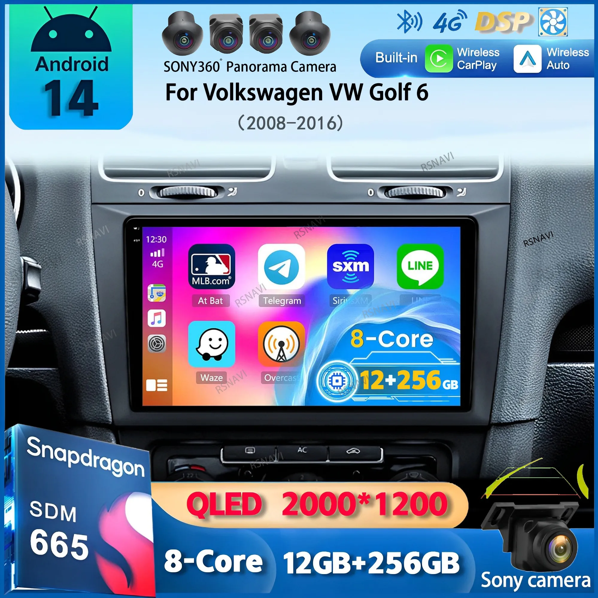 

Android 14 Carplay Auto 4G+WIFI Car Radio For Volkswagen VW Golf 6 2008 - 2016 Multimedia Video Player GPS Navigation DSP Stereo
