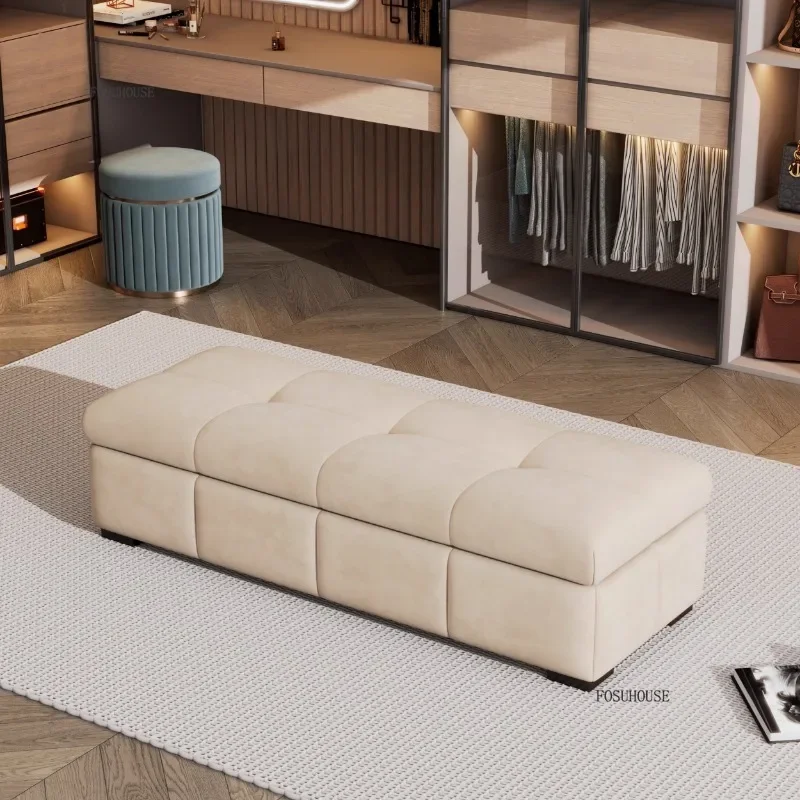 Nordic Entrance Shoe Change Stool Cream Storage Bedside Stool Italian Home Furniture Cloakroom Sofa Ottomans Storage Bench