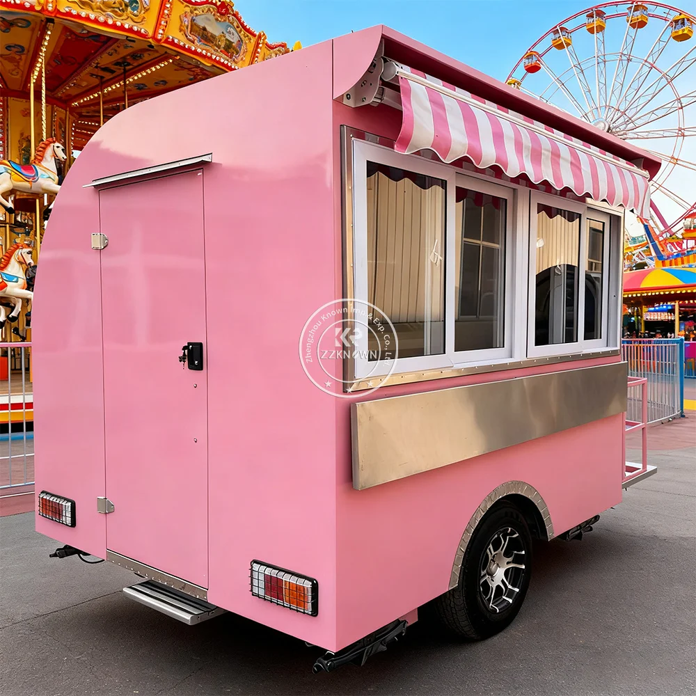 

Custom Mobile Ice Cream Food Cart Coffee BBQ Fast Food Truck Snack Food Trailer With Fully Equipped Mobile Bar for Sale