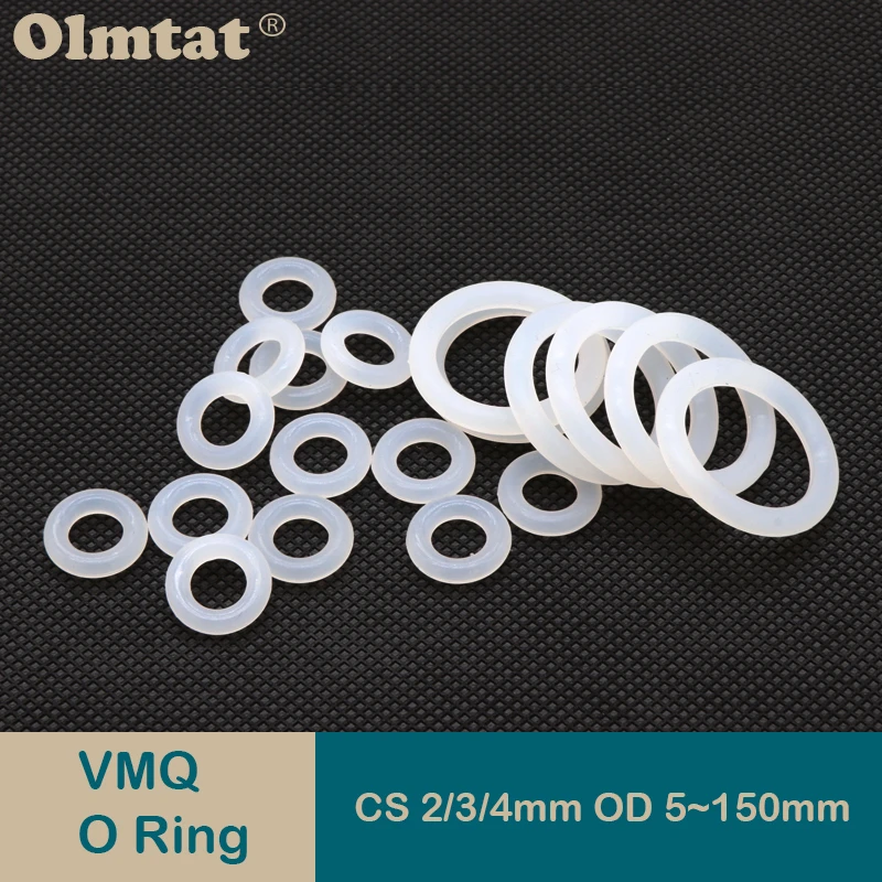 

10pcs Thickness 2/3/4mm White Rubber Seal Ring OD 5-150mm Heat Resistant Food Grade Silicone O-Ring Gasket